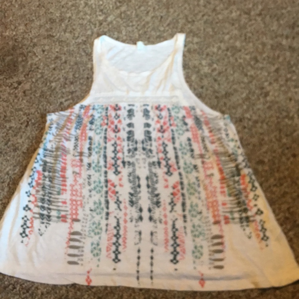Wild Pearl White Printed Tank top   Medium